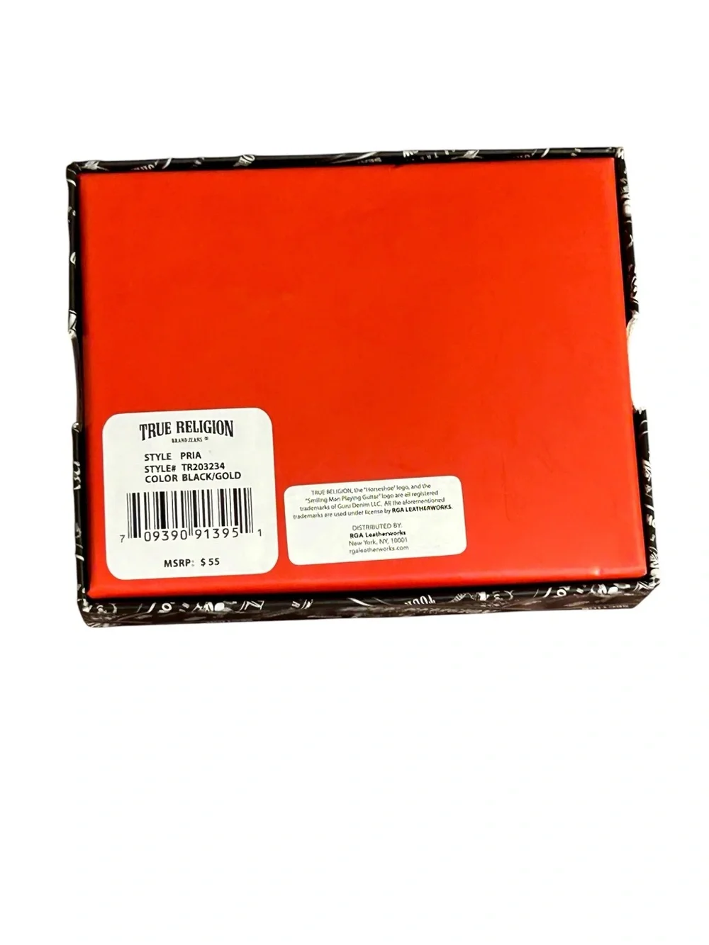 NWT True Religion Brand Jeans Men's Genuine Leather Wallet Black